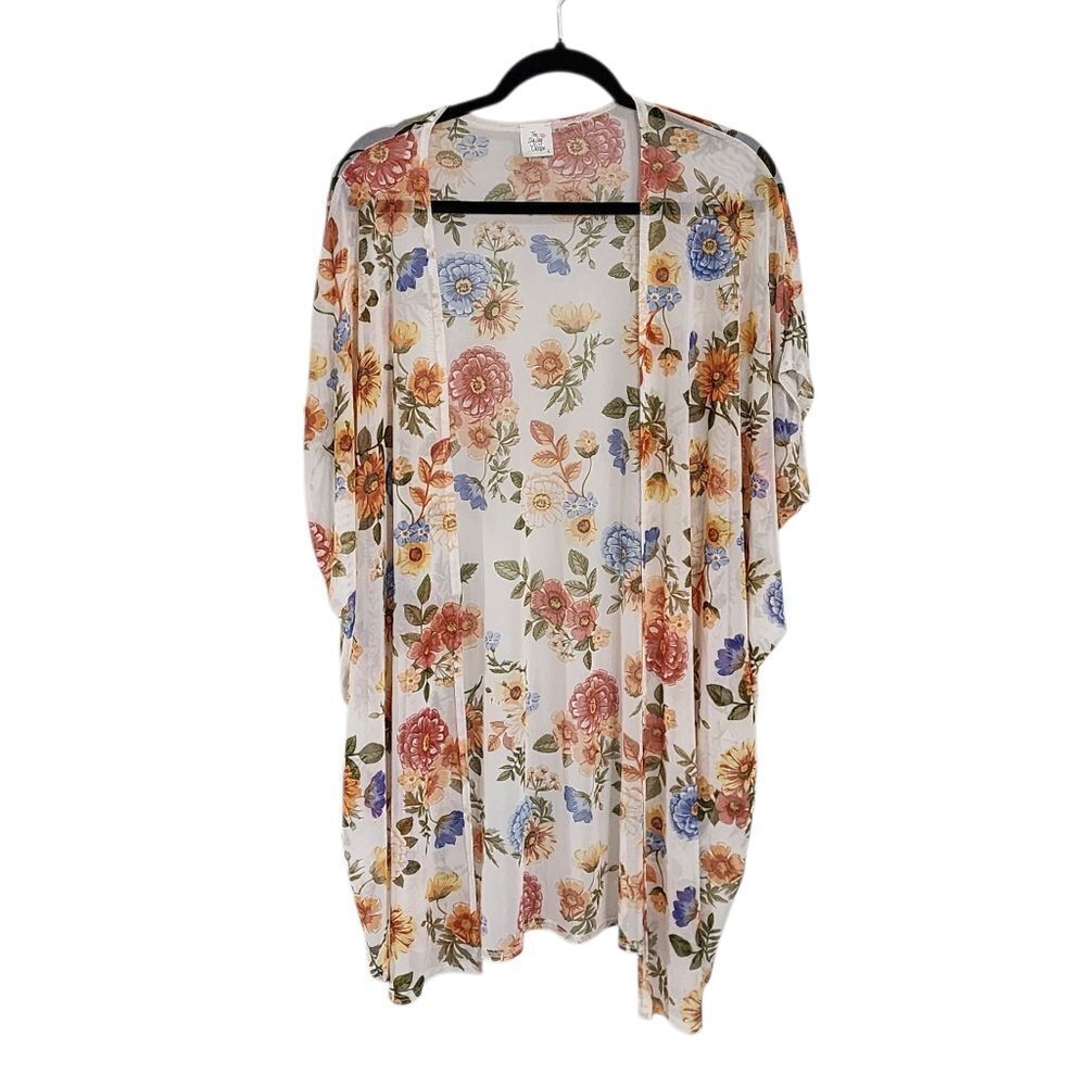 The Zig Zag Stripe Kimono L Floral Mesh Boho Country Western Cottagecore